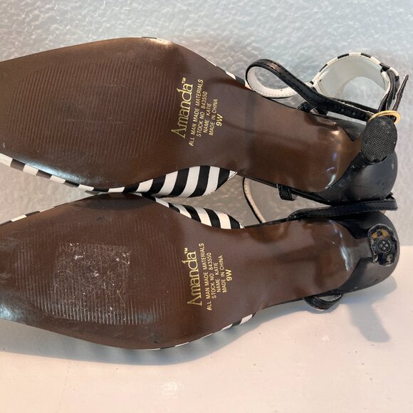 90's Funky Striped Pumps - Heels - Black & White - Size 9 - Picture 10 of 13